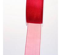 Deko und Band 53736 Ruban en Organza avec Bord en Tissu 38 mm 50 m 65 Rouge - 53736-38-50-65