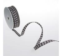 Deko und Band Carreaux avec Bord Fil Ruban - Marron foncé - 12 mm sur Rouleau de 50 m - 64098 12 57