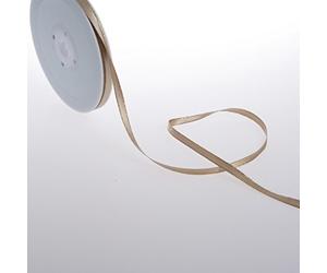Deko und Band Double Face Satin avec Bord doré - Beige - 6 mm - 50 m - 32106 59 (0,34 €/m)