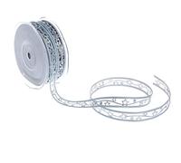 Deko und Band Noël Ruban avec astérisque - Bleu Clair/Argent - 15 mm - 20 m - 90159 71 (1,33 €/m)