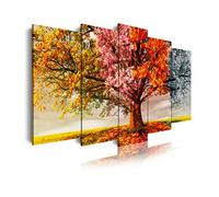DekoArte 401 - Impression Sur Toile Moderne D'Images Artistiques Numérisées | Toile Décorative Pour Votre Salon Ou Votre Chambre | Style Paysage Arbres Quatre Saisons | 5 Pièces 150 x 80 cm