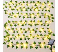 Dekofun 10M 100 LED Guirlande Lierre Lumineuse Solaire Exterieur | Équipée de 8 modes lumineux variés et IP65 étanche, adaptée pour jardin, balcon, table, terrasse, mariage, party et extérieur