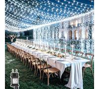 Dekofun 2 Pièces Guirlande Lumineuse 6M x 3M 600 LED Rideau Lumineux | Timer, 8 Modes Étanche Rideau Guirlande Lumineuse pour Chambre Mariage Murale Exterieur Interieur Décorations
