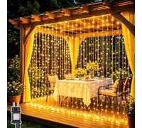 Dekofun 3Mx3M 300 LED Rideau Lumineux avec Transformateur, Blanc Chaud | Fonction minuterie, 8 modes lumineux variés et IP65 étanche, parfait pour chambre, mariage, fenêtre, intérieur et extérieur