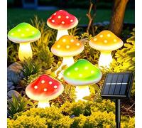 Dekofun Deco Jardin Exterieur 6 LED Lampe Solaire Champignon, 8 Modes Lumiere Solaire Exterieur Decorative, Étanche Lumiere Jardin pour Pelouse Mariage Allée Paysage Decoration