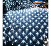 Dekofun Filet Lumineux Extérieur 3x2M 200 LED Guirlande Lumineuse Plafond avec Prise, Minuterie, 8 Modes Filet Lumineux Noël Étanche Rideau Lumineuse pour Buisson Jardin Chambre Noël Intérieur - Blanc