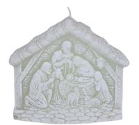 Dekohelden24 Bougie chrétienne de qualité supérieure pour crèche, naissance, en blanc avec paillettes, taille L x l x H : environ 12 x 4 x 11 cm.