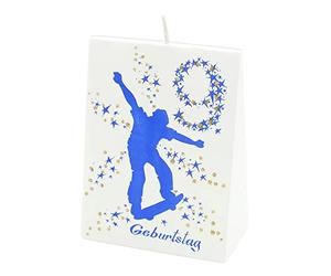 Dekohelden24 Bougie d'anniversaire 9 ans faite à la main et peinte à la main Motif skateboard 9 x 5 x 12 cm