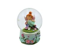 Dekohelden24, Boule à Neige avec Fleurs et Paillettes colorées - 6 x 6 x 9 cm - Vert fée - 6 cm x 6 cm