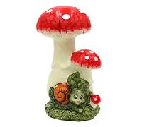 Dekohelden24 Escargot décoratif en céramique avec 2 Champignons, décoration de Jardin, Dimensions env. 11 x 10 x 18 cm, Vert