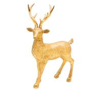 Dekohelden24 Figurine décorative en céramique, Statue de décoration Moderne, Sculpture de Maison de Campagne en Forme de cerf doré - Paillettes, Debout, L/H : 19 x 9 x 28 cm