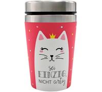 Dekohelden24 Gobelet isotherme/tasse à emporter, tasse à café, tasse isotherme, tasse de voyage, chat, motif : « Be Unique, Nicht artig, Maße H/ : 13,5 x 8,4 cm », Capacité: 240 ml