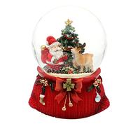 Dekohelden24 Grande Boule à Neige Père Noël avec REH et Sapin avec Son sur Socle décoré - Dimensions L x l x H : 10 x l 10 x 14 cm - Boule Ø 10 cm