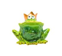 Dekohelden24 Grenouille décorative Amusante avec Couronne dorée/Roi Grenouille en céramique Verte pour Maison, Jardin, terrasse ou étang Dimensions (L x l x H) env. 9 x 16 x 12 cm