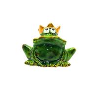 Dekohelden24 Grenouille décorative Amusante avec Couronne dorée/Roi Grenouille en céramique Verte pour Maison, Jardin, terrasse ou étang Dimensions (L x l x H) env. 4 x 7 x 6 cm