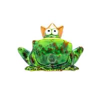 Dekohelden24 Grenouille décorative Amusante avec Couronne dorée/Roi Grenouille en céramique Verte pour Maison, Jardin, terrasse ou étang Dimensions (L x l x H) env. 6 x 12 x 9 cm