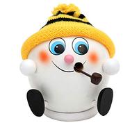Dekohelden24 Jolie Figurine en Bois avec Boule de Neige et Bonnet tricoté Noir/Jaune 10 cm