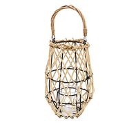 Dekohelden24 Lanterne en Bambou avec Insert en métal/Petite/avec photophore/Naturel/L/l/h 22 x 14 x 22 cm