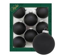Dekohelden24 Lauschaer (CBK83444) Lot de 8 Boules de décoration de Sapin de Noël uni Mat et Noir avec Couronne en Argent Diamètre env. 7 cm