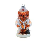 Dekohelden24 Lauschaer Décoration de Noël Lauscha Boules de Noël en Verre Décoration de Noël en Verre Motif Chouette et infirmière Blanc Taille L x l x H 5 x 4 x 11 cm
