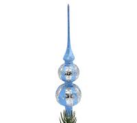 Dekohelden24 Lauschaer Décoration de Sapin de Noël en Forme de Fleur avec Paillettes Bleu Clair Longueur env. 30 cm