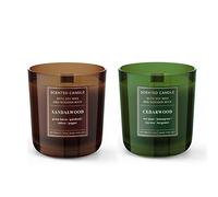 Dekohelden24 Lot de 2 bougies parfumées Cedarwood et sandalwood - 8,5 x 8 x 8,5 cm - 150 g par bougie - Vert - Marron