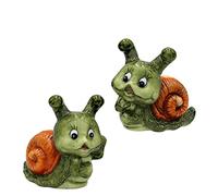 Dekohelden24 Lot de 2 escargots décoratifs en céramique Vert 12,5 x 8 x 12,5 cm