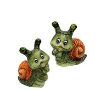 Dekohelden24 Lot de 2 escargots décoratifs en céramique Vert 8,3 x 4,6 x 8,3 cm
