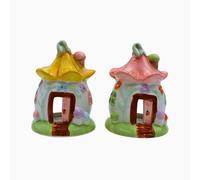 Dekohelden24 Lot de 2 maisons lumineuses, maisons décoratives, maisons en céramique, maisons de bougies chauffe-plat, maison de fée, maison en porcelaine, maison à bougies, maison de lanterne