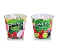 Dekohelden24 Lot de 2 photophores parfumés Berries et Tropical 8 x 8 cm 115 g par bougie