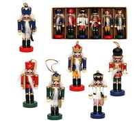 Dekohelden24 Lot de 6 décorations pour Sapin de Noël - Motif Casse-Noisette - Environ 8 cm