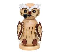 Dekohelden24 Magnifique Figurine de Chouette d'encens en Bois Naturel, L x l x H : 8 x 8 x 15 cm.