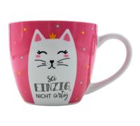 Dekohelden24 Maxi Tasse à café/Tasse en Porcelaine, XXL, Motif : Chat « Nur Nicht artig, Nicht artig, Größe H/Ø: 9,2 x 10,5 cm, Fassungsvermögen 400 ML, Spülmaschinengeeignet »