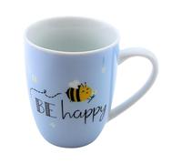 Dekohelden24 Mug en Porcelaine Motif Abeille BE Happy Taille H/Ø: 10 x 8 cm, Capacité 250 ML, Passe au Lave-Vaisselle, Tasse à Café