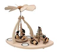 Dekohelden24 Photophore pyramide en bois avec scène pour 3 bougies chauffe-plat Motif bonhomme de neige 32 x 19,5 x 25 cm