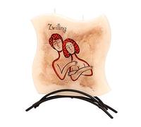 Dekohelden24 Signe du zodiaque Gémeaux - Bougie plate de qualité supérieure avec support en métal - 16 x 16 cm