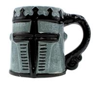 Dekohelden24 Tasse à café en grès, Motif Armure de Chevalier, Taille : H x Ø 11 x 8 cm, capacité : Environ 450 ML, Tasse Chevalier 11 cm