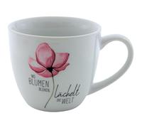 Dekohelden24 Tasse à café Maxi XXL en Porcelaine, Pot à café XXL, Motif Floral, où Les Fleurs fleurissent, Souriant Le Monde, Taille H x Ø : 9,2 x 10,5 cm, capacité 400 ML, Passe au Lave-Vaisselle.