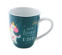 Dekohelden24 Tasse à café/tasse en porcelaine, motif : licorne, bonne humeur pour toi, dimensions H x Ø : 10 x 8 cm, capacité 250 ml, passe au lave-vaisselle.