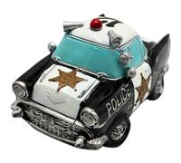 Dekohelden24 Tirelire en Forme de Voiture de Police en polystone, Noir/Blanc, Dimensions (L x l x H) : Environ 17 x 10 x 9 cm
