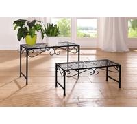 2x banc pour fleurs "Ranken" en métal, noir, table pour fleurs, table d'appoint, support pour plantes