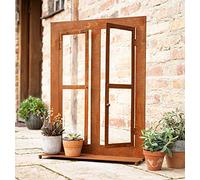 Dekoleidenschaft Décoration de jardin - Fenêtre en métal aspect rouille - 57 x 80 cm - Fenêtre décorative, cadre de fenêtre, fenêtre à barreaux, décoration de jardin pour l'extérieur