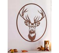 Dekoleidenschaft Décoration murale cerf en métal avec finition rouille 45 x 50 cm Décoration murale en métal