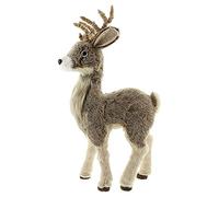 Dekoleidenschaft Figurine de renne avec fourrure synthétique, 69 cm de haut, animal décoratif, décoration de Noël debout, grande figurine décorative