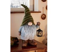 Dekoleidenschaft Grand lutin de 56 cm de haut, en textile et fourrure synthétique, avec lanterne, figurine décorative, photophore, décoration d'hiver, lutin décoratif