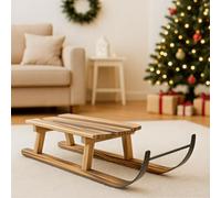 Dekoleidenschaft Luge décorative naturelle en bois flammé et métal, 45 cm de long, décoration d'hiver, décoration de Noël, décoration de table