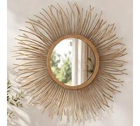 Dekoleidenschaft Miroir mural en métal doré Ø 50 cm Miroir décoratif Décoration murale Miroir de couloir