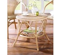 Table en rotin laqué naturel, ronde Ø 62 cm, table d'appoint, table basse, table de salon