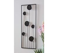 Dekoleidenschaft Tableau mural 3D Black Flowers en métal, noir, 30 x 85 cm, décoration murale, tableau en métal