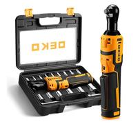 DEKOPRO liquet Sans Fil Electrique - 8V 30N.m 450tr/min 3/8" Kit de Cliquet 19 Pièces avec Douilles Courtes, Bielles (1/4", 3/8"), Adaptateur de Douille 1/4" et Coffret de Rangement